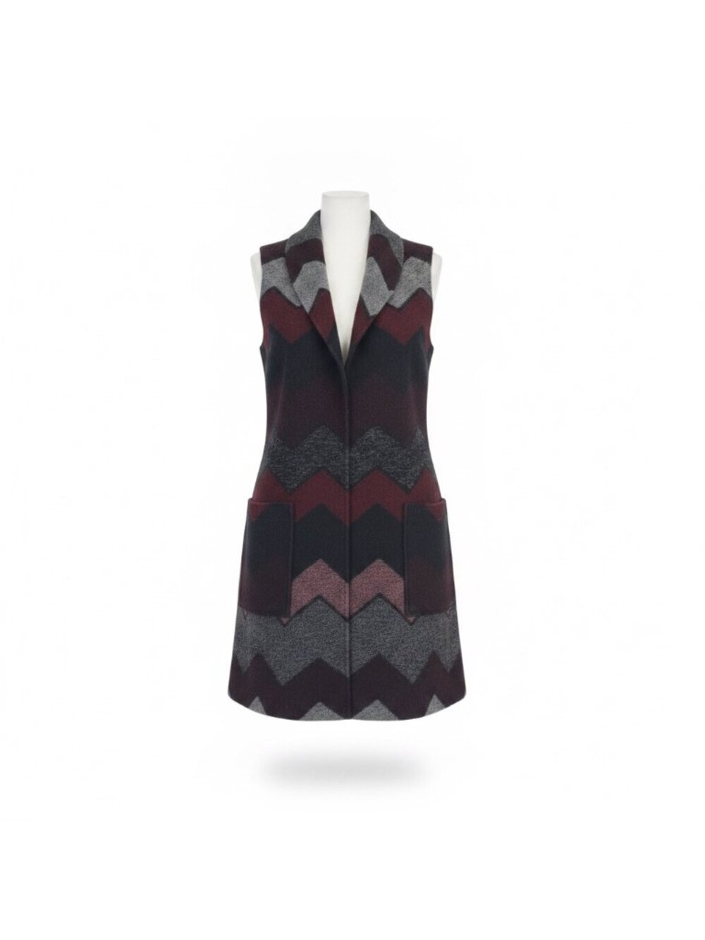 Tribal Womens Multicolor Wool Blend Sleeveless Chevron Vest Chic Pattern Sz P/S